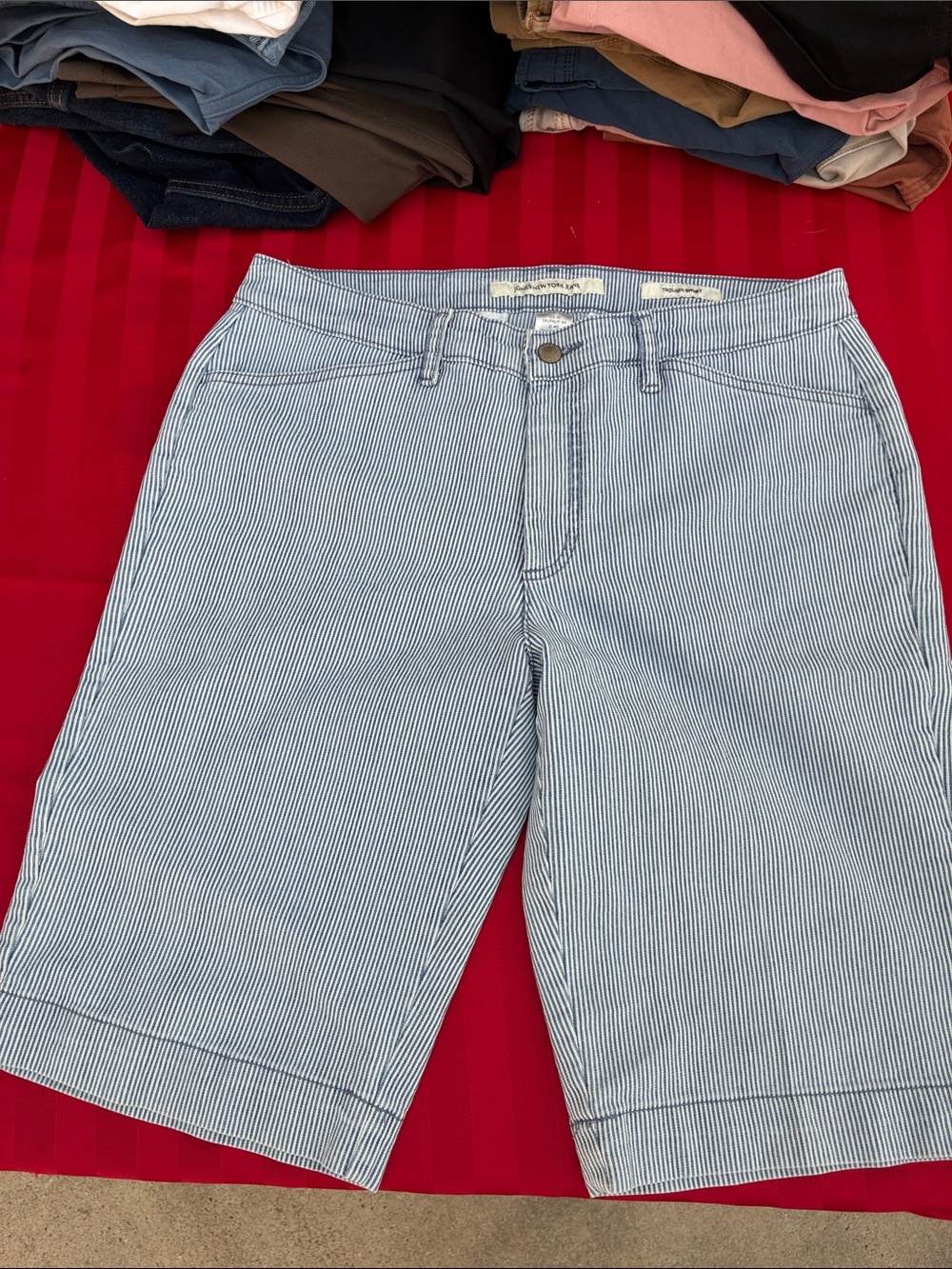 Jones New York Light Blue Pinstripe Women's Shorts
